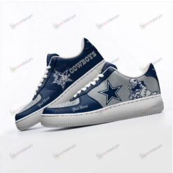 Dallas Cowboys Logo Pattern Custom Name Air Force 1 Printed In Blue