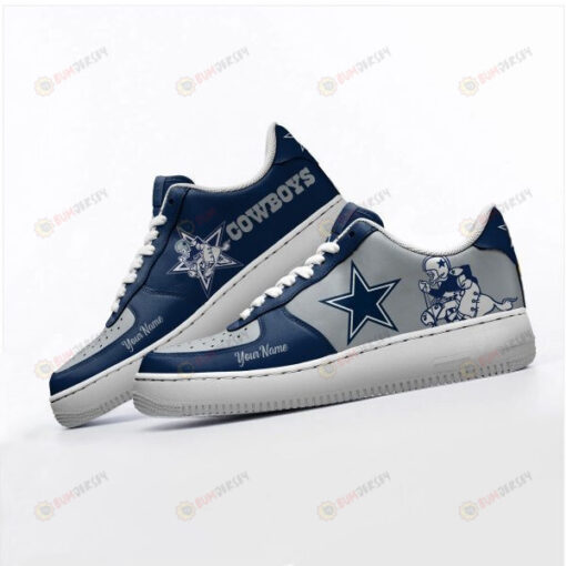 Dallas Cowboys Logo Pattern Custom Name Air Force 1 Printed In Gray Blue