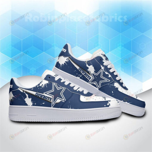 Dallas Cowboys Logo Splatter Pattern Air Force 1 Printed In Blue