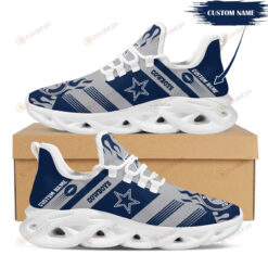 Dallas Cowboys Logo Stripe Custom Name 3D Max Soul Sneaker Shoes In Gray Blue