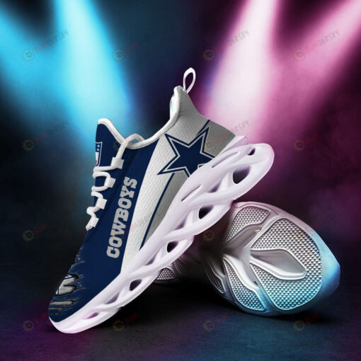 Dallas Cowboys Logo Torn Pattern 3D Max Soul Sneaker Shoes In Blue