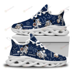 Dallas Cowboys Mickey Logo Custom Name Pattern 3D Max Soul Sneaker Shoes In Blue