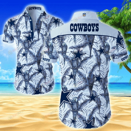 Dallas Cowboys Parrot Pattern Curved Hawaiian Shirt