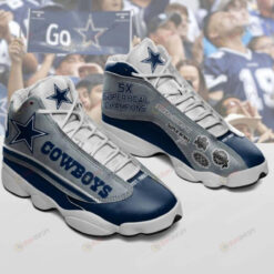 Dallas Cowboys Pattern Air Jordan 13 Shoes Sneakers In Blue And Gray