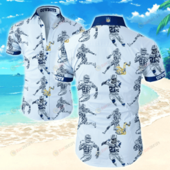 Dallas Cowboys Player Pattern Curved Hawaiian Shirt In White