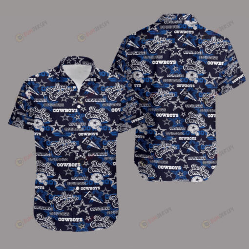 Dallas Cowboys Retro Curved Hawaiian Shirt In Blue