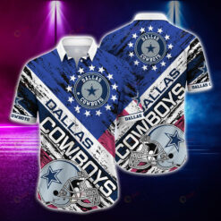 Dallas Cowboys Rugby Helmet And American Flag ??Hawaiian Shirt