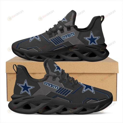 Dallas Cowboys Star Logo 3D Max Soul Sneaker Shoes In Black Gray