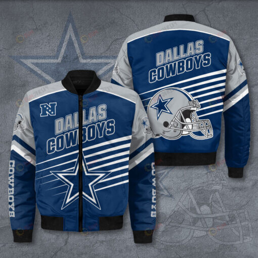 Dallas Cowboys Star Pattern Bomber Jacket - Navy Blue