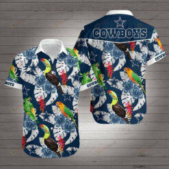 Dallas Cowboys Star Tropical Parot And Leave ??3D Printed Hawaiian Shirt