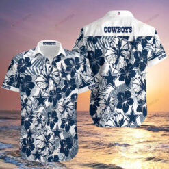 Dallas Cowboys Stars And Floral Pattern Curved Hawaiian Shirt In White