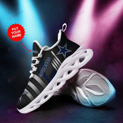 Dallas Cowboys Stripe Custom Name Black 3D Max Soul Sneaker Shoes