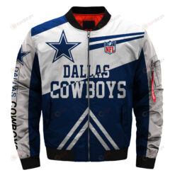 Dallas Cowboys Team Logo Pattern Bomber Jacket - Blue And White