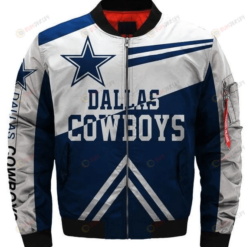 Dallas Cowboys Team Logo Pattern Bomber Jacket - Navy Blue