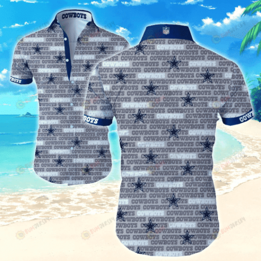 Dallas Cowboys Texture Pattern Curved Hawaiian Shirt In White