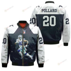 Dallas Cowboys Tony Pollard Pattern Bomber Jacket - Black And White