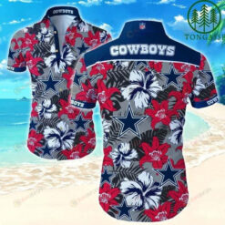 Dallas Cowboys Tropical Flower Curved Hawaiian Shirt