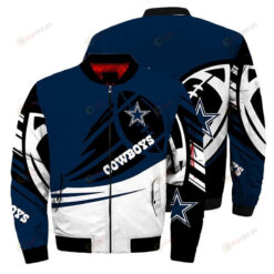 Dallas Cowboys Ultra- Ball Pattern Bomber Jacket - Blue/ White