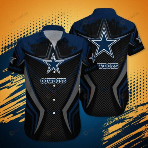 Dallas Cowboys Unique Pattern Curved Hawaiian Shirt In Black Blue