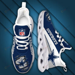 Dallas Cowboys White Stripe 3D Max Soul Sneaker Shoes In Blue