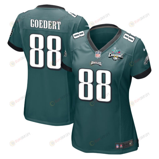 Dallas Goedert 88 Philadelphia Eagles Super Bowl LVII Champions 2 Stars WoMen's Jersey - Midnight Green