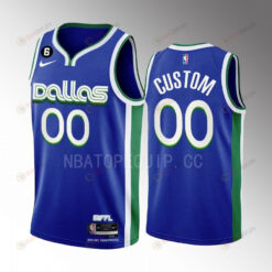 Dallas Mavericks 00 Custom 2022-23 City Edition Blue Men Jersey Swingman
