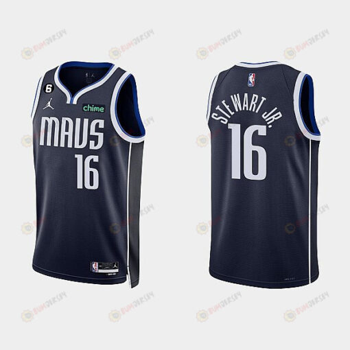 Dallas Mavericks 16 D.J. Stewart Jr. 2022-23 Statement Edition Navy Men Jersey