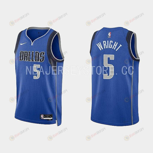 Dallas Mavericks 5 Moses Wright 2022-23 Icon Edition Royal Men Jersey