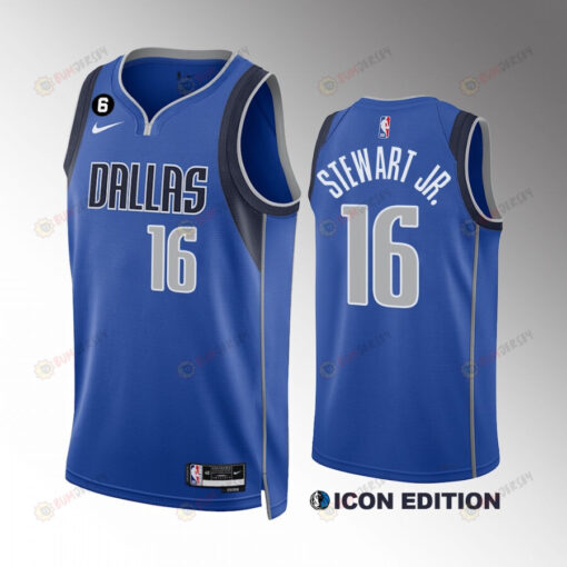 Dallas Mavericks D.J. Stewart Jr. 16 Royal Icon Edition Jersey 2022-23 Swingman