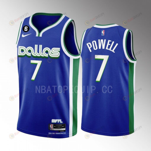 Dallas Mavericks Dwight Powell 7 2022-23 City Edition Blue Men Jersey Swingman