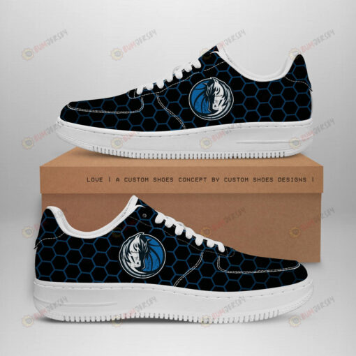 Dallas Mavericks Logo Beehive Pattern Air Force 1 Printed In Black