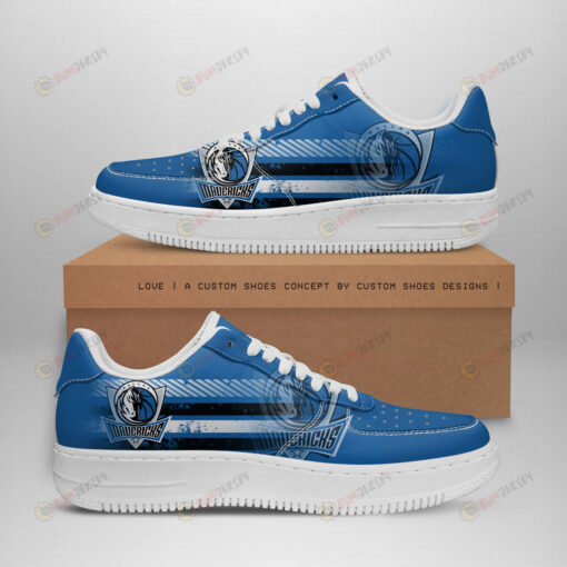 Dallas Mavericks Logo Stripe Pattern Air Force 1 Printed In Blue