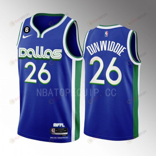 Dallas Mavericks Spencer Dinwiddie 26 2022-23 City Edition Blue Men Jersey Swingman