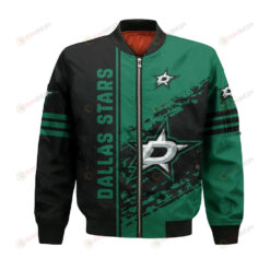 Dallas Stars Bomber Jacket 3D Printed Logo Pattern In Team Colours