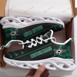 Dallas Stars Custom Name Logo Pattern 3D Max Soul Sneaker Shoes In Green And Black