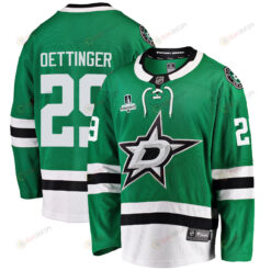 Dallas Stars Jake Oettinger 29 Home 2022 Stanley Cup Playoffs Breakaway Men Jersey - Green