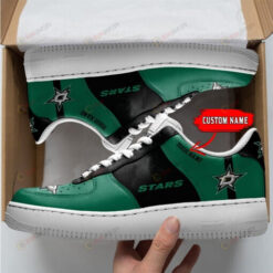 Dallas Stars Logo Pattern Custom Name Air Force 1 Printed In Black Green