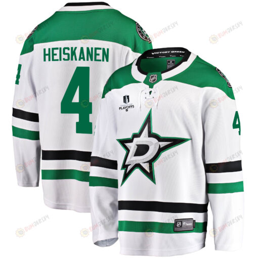 Dallas Stars Miro Heiskanen 4 Away 2022 Stanley Cup Playoffs Breakaway Men Jersey - White