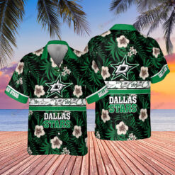 Dallas Stars National Hockey League 2023 Hibiscus Pattern V1 AOP Hawaiian Shirt SH1NHFI