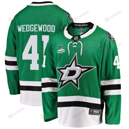 Dallas Stars Scott Wedgewood 41 Home 2022 Stanley Cup Playoffs Breakaway Men Jersey - Green