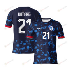 Damaris Egurrola 21 Netherlands 2023 Youth Away Jersey - Blue - All Over Printed Jersey