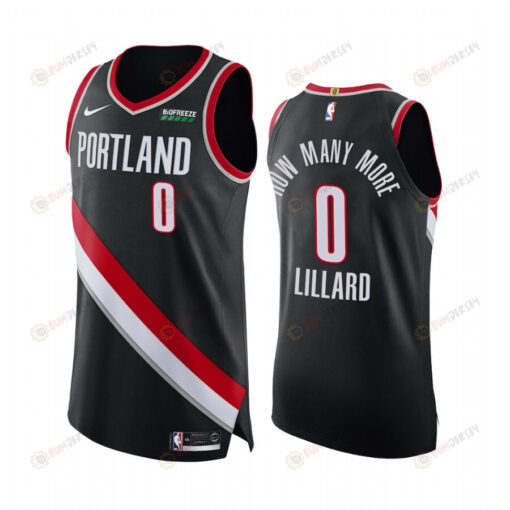 Damian Lillard 0 Portland Trail Blazers Black Social Justice Jersey How Many More