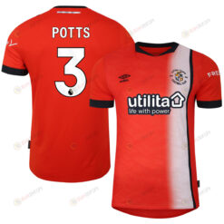 Dan Potts 3 Luton Town FC 2023-24 Premier League Home Men Jersey - Orange