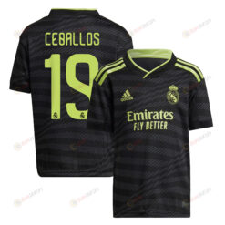 Dani Ceballos 19 Real Madrid 2022/23 Third Youth Jersey - Black