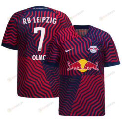 Dani Olmo 7 RB Leipzig 2023-24 Away Men Jersey - Red Blue