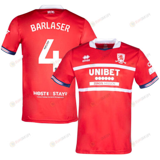 Daniel Barlaser 4 Middlesbrough FC 2023-24 Home Men Jersey - Red