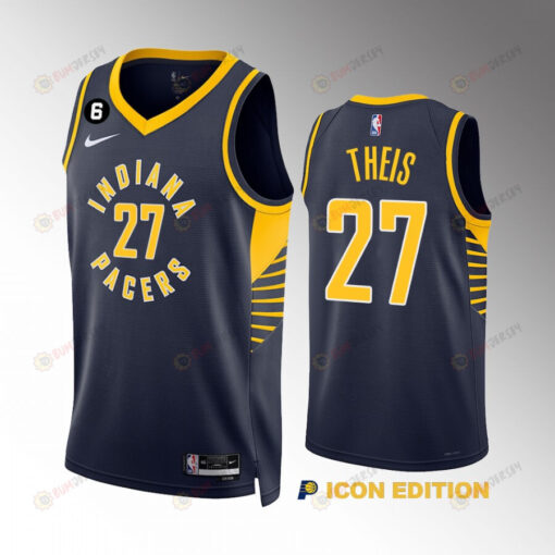 Daniel Theis 27 Indiana Pacers Navy Icon Edition 2022-23 Men Jersey Swingman