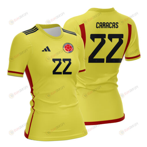 Daniela Caracas 22 Colombia 2023 Women Home Jersey - Yellow - All Over Printed Jersey