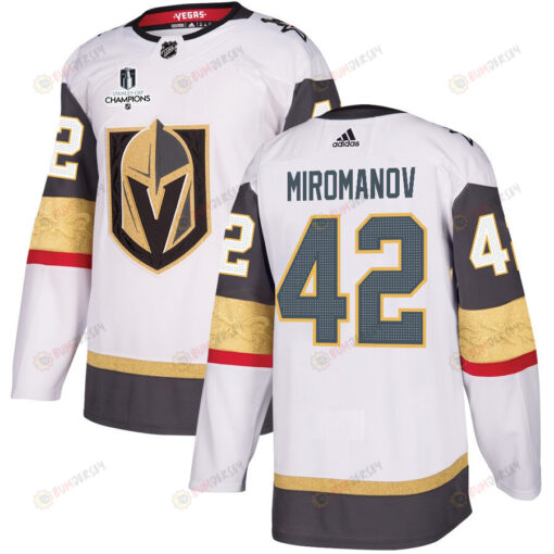 Daniil Miromanov 42 Vegas Golden Knights Stanley Cup 2023 Champions Patch Away Breakaway Men Jersey - White