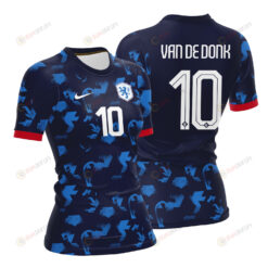 Dani?lle Van De Donk 10 Netherlands 2023 Women Away Jersey - Blue - All Over Printed Jersey